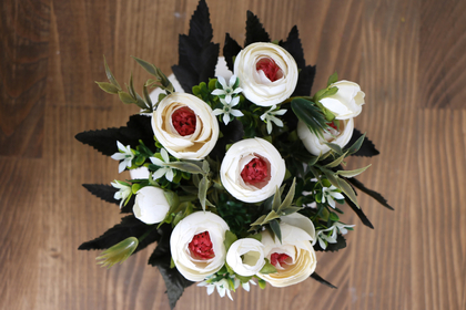 Kabak Saksıda Kaliteli Şakayık Çiçek Tanzimi Kırık Beyaz - Thumbnail
