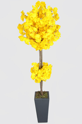 Ahşap Saksıda Yapay Bahar Dalı Ağacı Sarı 150 cm - 2