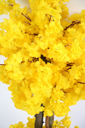 Beton Saksıda Yapay Bahar Dalı Ağacı 105 cm Sarı - Thumbnail