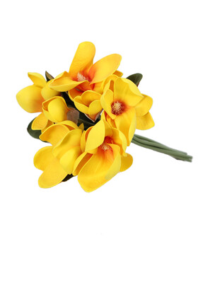 Yapay Çiçek Deposu - Yapay Lüx Lateks Manolya Demeti 33 cm Sarı