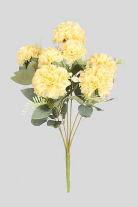 Yapay Çiçek Deposu - Yapay İri 7 Dal Kasımpatı Demeti 43 cm Sarı