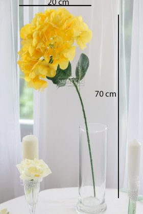 Yapay Koca Kafa Ortanca Dalı 70 cm Sarı - 3