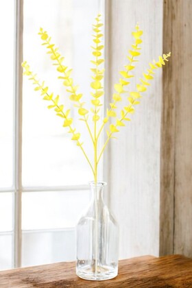 Yapay Retro Pastel Okaliptus Dalı 80 cm Sarı - Yapay Çiçek Deposu