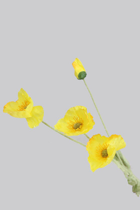 Yapay Çiçek 4lü Gelincik Dalı 60 cm Sarı - 3