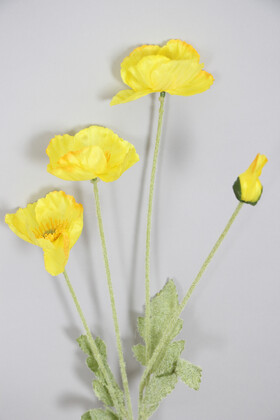 Yapay Çiçek 4lü Gelincik Dalı 60 cm Sarı - Thumbnail