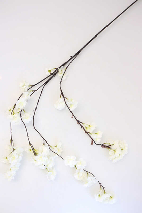 Yapay Çiçek Deposu - Sarkan Bahar Dalı 135cm (Net Beyaz Zarif Uzun Dal)
