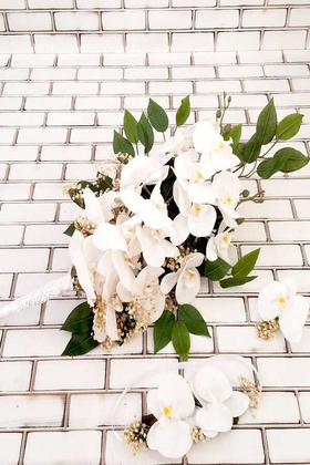 Yapay Çiçek Deposu - Beyaz Orkide Şöleni 3lü Set