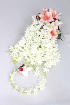 Yapay Çiçek Deposu - Sarkan Gelin Çiçeği Beyaz 3lü set