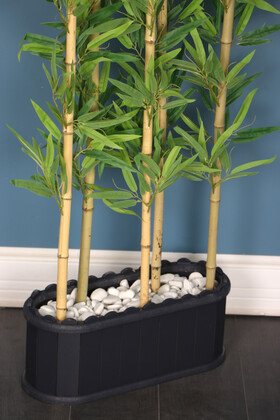 Dekoratif Saksıda Kırçıllı Yaprak 5 Çubuklu Bambu Seperatör (20x50x200cm) - Thumbnail