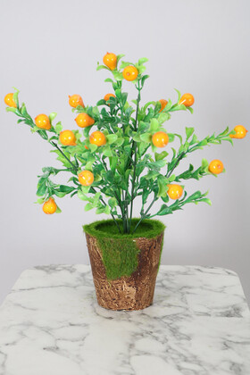 Yapay Çiçek Deposu - Dekoratif Yosunlu Saksıda Yapay Armut Demeti 30 cm