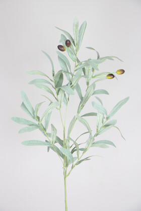 Yapay Çiçek Deposu - Dekoratif Yapay Uzun Zeytin Dalı 95 cm Mat Yeşil