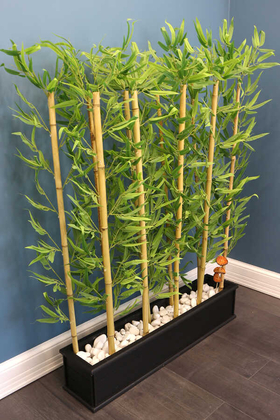 Ahşap Saksıda Bambu Seperatör Kırçıllı Orman Model (20x100x150cm) - Yapay Çiçek Deposu