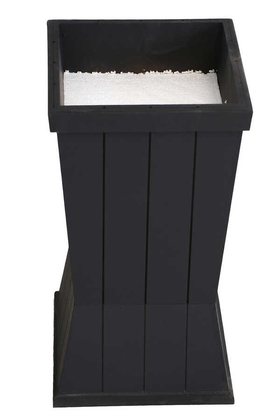 Dekoratif Ahşap MDF Saksı ve Çiçeklik Mat Siyah 50cm Kanallı Model - Thumbnail