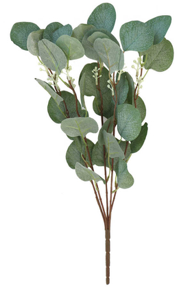 Yapay Çiçek Deposu - Yapay Okaliptus Demeti İri Yapraklı 45 cm Mat Yeşil