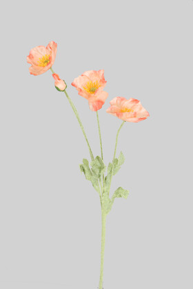 Yapay Çiçek 4lü Gelincik Dalı 60 cm Somon - Thumbnail