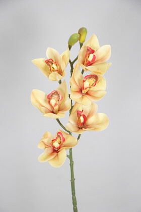 Yapay Çiçek Deposu - Yapay Islak Dokulu Premium Singapur Orkide Çiçeği 72 cm Somon