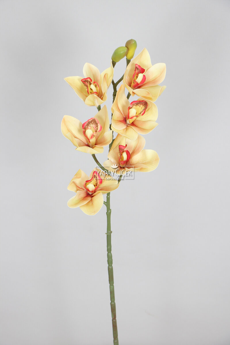 Yapay Islak Dokulu Premium Singapur Orkide Çiçeği 72 cm Somon