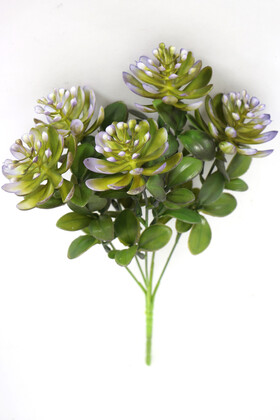 Yapay Çiçek Deposu - Yapay Sukulentli Yeşillik Demeti 30 cm Mor