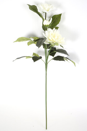 Yapay Çiçek Tek Dal Peony Gül 80 cm Kırık Beyaz - Thumbnail