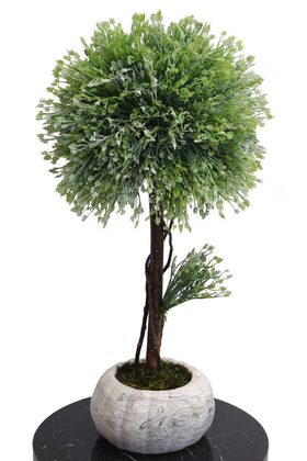 Yapay Çiçek Deposu - Dekoratif Lüx Top Ağaç Çam Model 35x60 cm Açık Yeşil