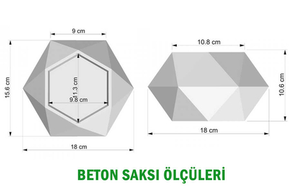 Handmade Beton Saksı 10.6 cm Model-11 Taş Rengi - Thumbnail