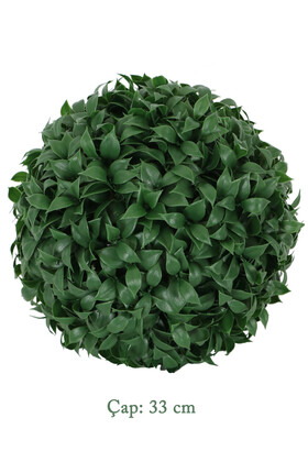 Yapay Çiçek Deposu - Hançer Yapraklı Şimşir Top 33 cm Yeşil