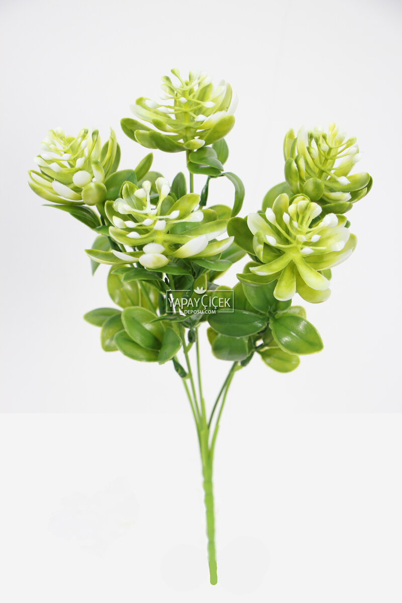 Yapay Sukulentli Yeşillik Demeti 30 cm Yesil-Beyaz