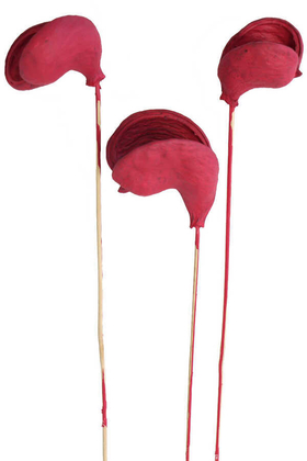 Yapay Çiçek Deposu - 3lü Tropic Bitki Badam on Stem 45 cm Vişne Çürüğü