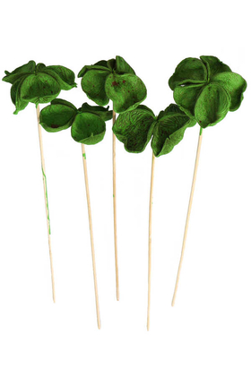 Yapay Çiçek Deposu - Dekoratif Doğal Land Lotus 48 cm Bambu Çubuklu 5 Adet Retro Yeşil