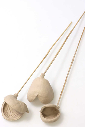 Yapay Çiçek Deposu - 3lü Tropic Bitki Badam on Stem 45 cm Kum Rengi