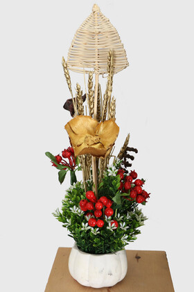 Yapay Çiçek Deposu - Beton Saksıda Yapay Kokina Nar Tanzimi Yılbaşı Concept 11