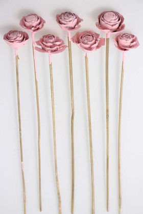 Yapay Çiçek Deposu - Cedar Rose 7Li Demet 45 cm Açık Pembe