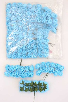 Yapay Çiçek Deposu - 144lü Mini Tüllü Lateks Gül Açık Mavi
