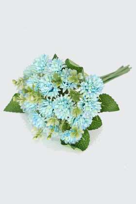 Yapay Çiçek Deposu - Yapay 18li Mini Kartanesi Demeti 25 cm Turkuaz