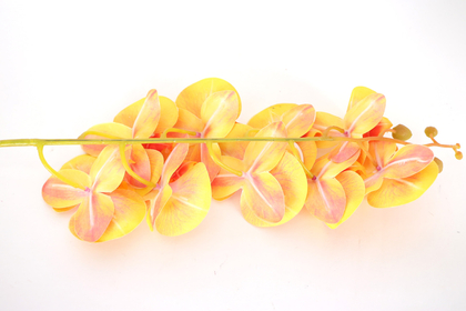 Yapay Dal Baskılı Orkide Çiçeği 88 cm Turuncu Hardal - Thumbnail