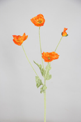 Yapay Çiçek 4lü Gelincik Dalı 60 cm Turuncu - Thumbnail