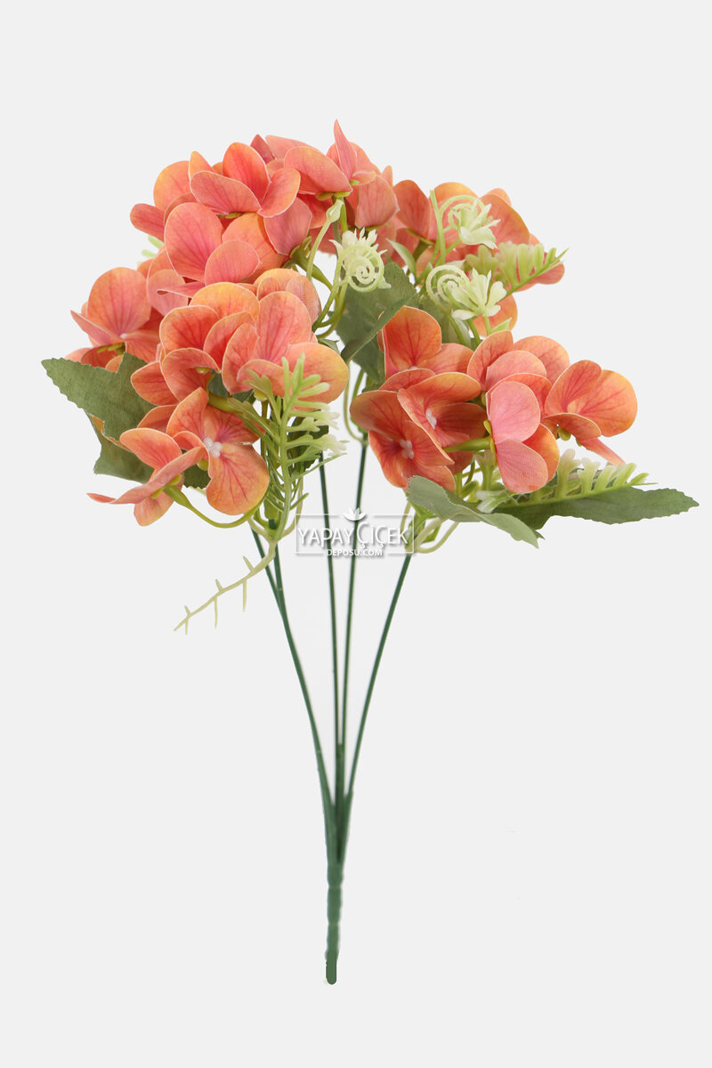 Yapay Küçük Islak Ortanca Demeti 32 Cm Turuncu