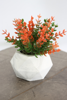 Yapay Çiçek Deposu - Beton Saksıda Yapay Masa Çiçeği Model 10