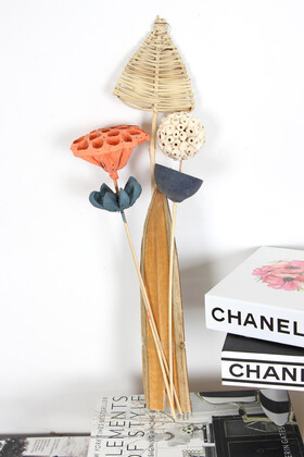Dekoratif Tropikal Kuru Çiçek Buketi Vazo Çiçeği 50 cm Set 8 - Thumbnail