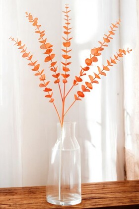 Yapay Retro Pastel Okaliptus Dalı 80 cm Turuncu - Yapay Çiçek Deposu