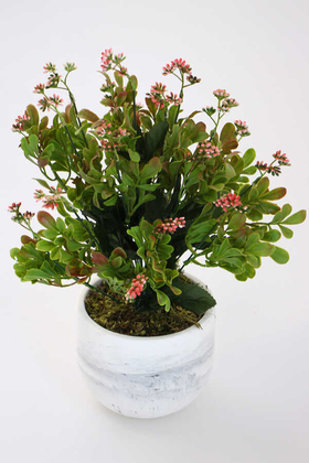 Yapay Çiçek Deposu - Beton Saksıda Kalanşo Çiçeği (Kalanchoe) 45cm Pembe