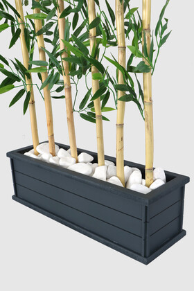 Islak Yapraklı 6 Çubuklu Gri Saksıda Bambu Seperatör (20x70x155cm) - Thumbnail