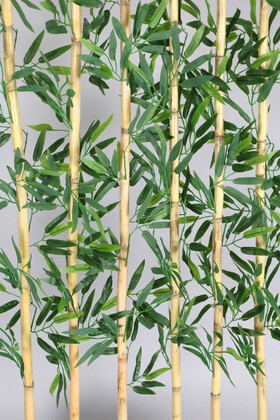 Islak Yapraklı 6 Çubuklu Gri Saksıda Bambu Seperatör (20x70x155cm) - Thumbnail