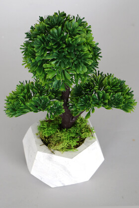 Beton Saksıda Dekoratif Küçük Yapay Şimşir Ağacı 27 cm Yeşil - Thumbnail