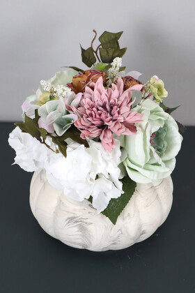 Beton Saksıda Nişan Düğün Salon Masa Çiçeği Su Yeşili - Thumbnail