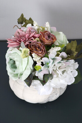 Yapay Çiçek Deposu - Beton Saksıda Nişan Düğün Salon Masa Çiçeği Su Yeşili