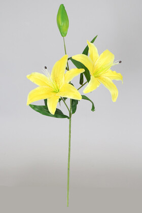 Yapay Çiçek Deposu - Uzun Dal Kaliteli Yapay Lilyum Zambak Çiçeği 70 cm Sarı