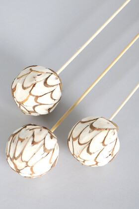 3 Adet Shola Log Ball 40 cm Beyaz-Kahve - Yapay Çiçek Deposu