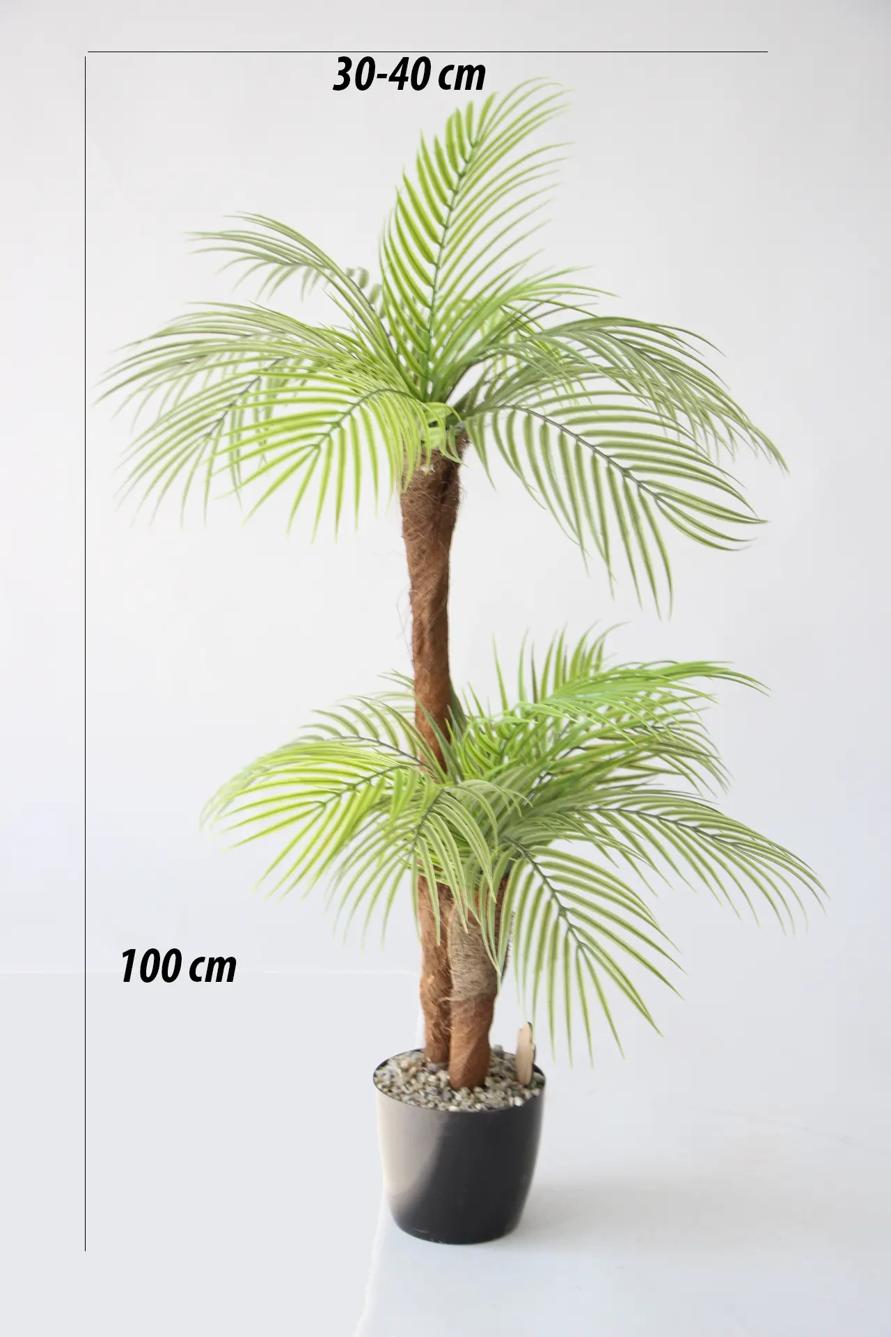 Yapay Küçük Palmiye Ağacı 2 Gövdeli 18 Yaprak 100 cm - 2