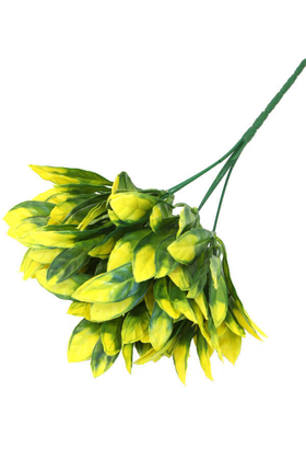 Yapay Kalın Yapraklı Bodur Bitki 30 cm Yeşil-Sarı - Thumbnail
